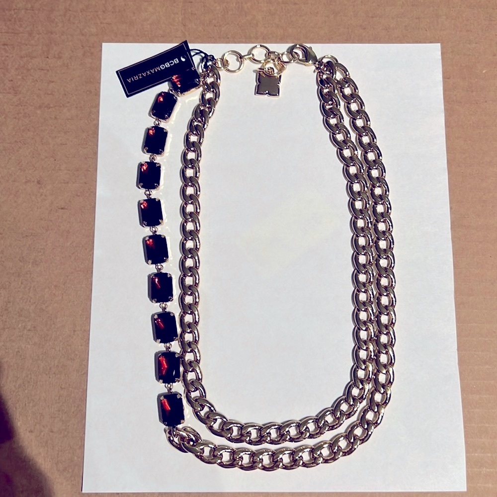 BCBG MAXAZRIA CHAIN AND STONE STATEMENT NECKLACE